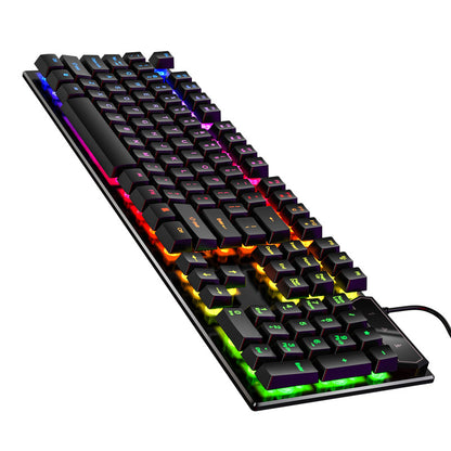 104-key RGB wired keyboard with mixed color backlight on a white background