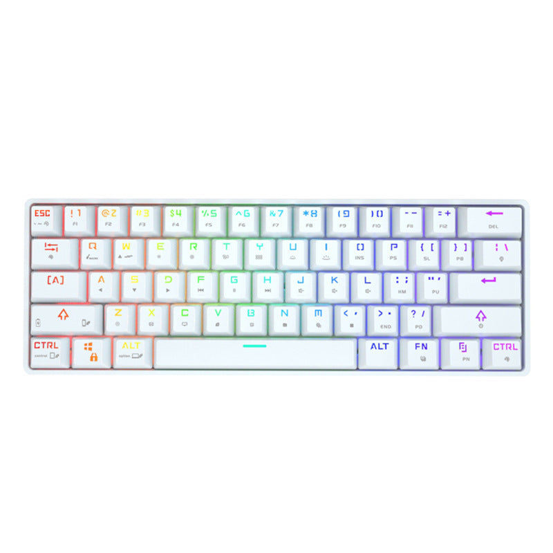 White compact wireless Bluetooth keyboard with RGB backlight