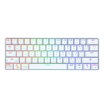 White compact wireless Bluetooth keyboard with RGB backlight