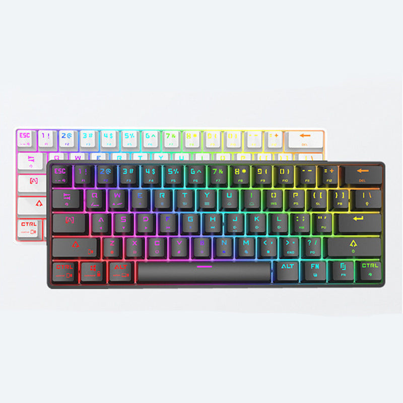 Compact wireless Bluetooth keyboard with RGB backlight in black and white