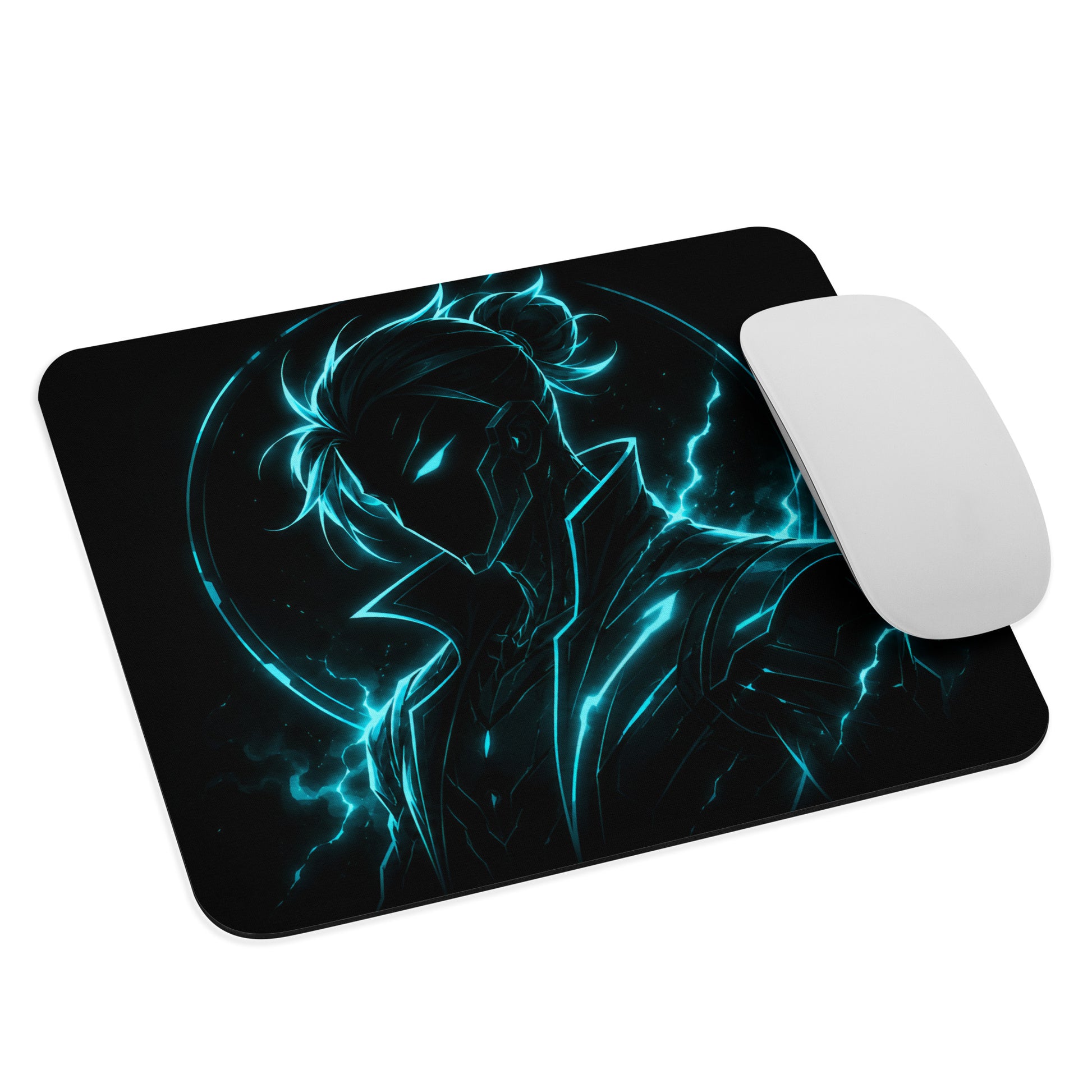 Cyan Phantom Mouse Pad with white mouse on a clean product mockup