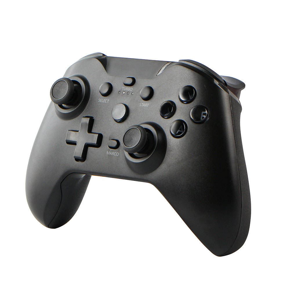 Black ergonomic Bluetooth game controller with vibration support and Type-C charging