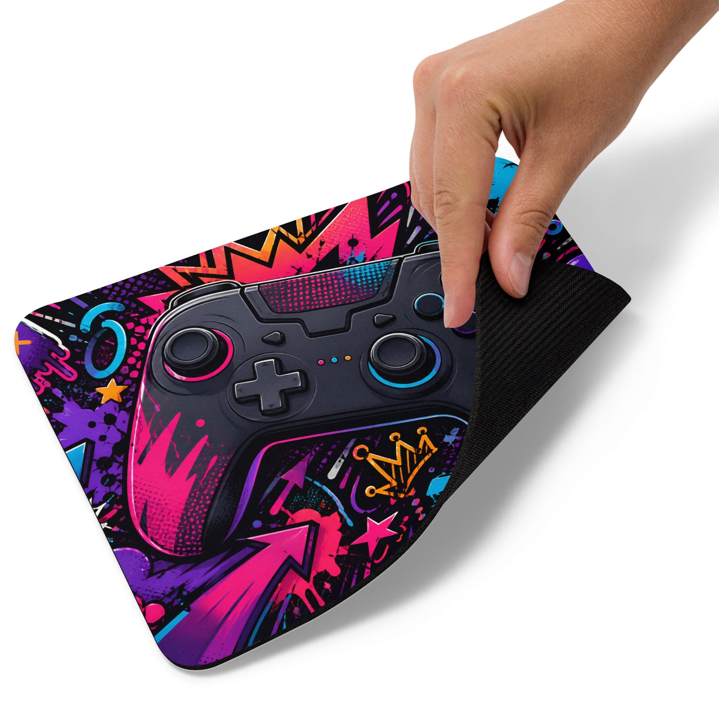 Neon Controller Mouse Pad flexible rubber base product mockup