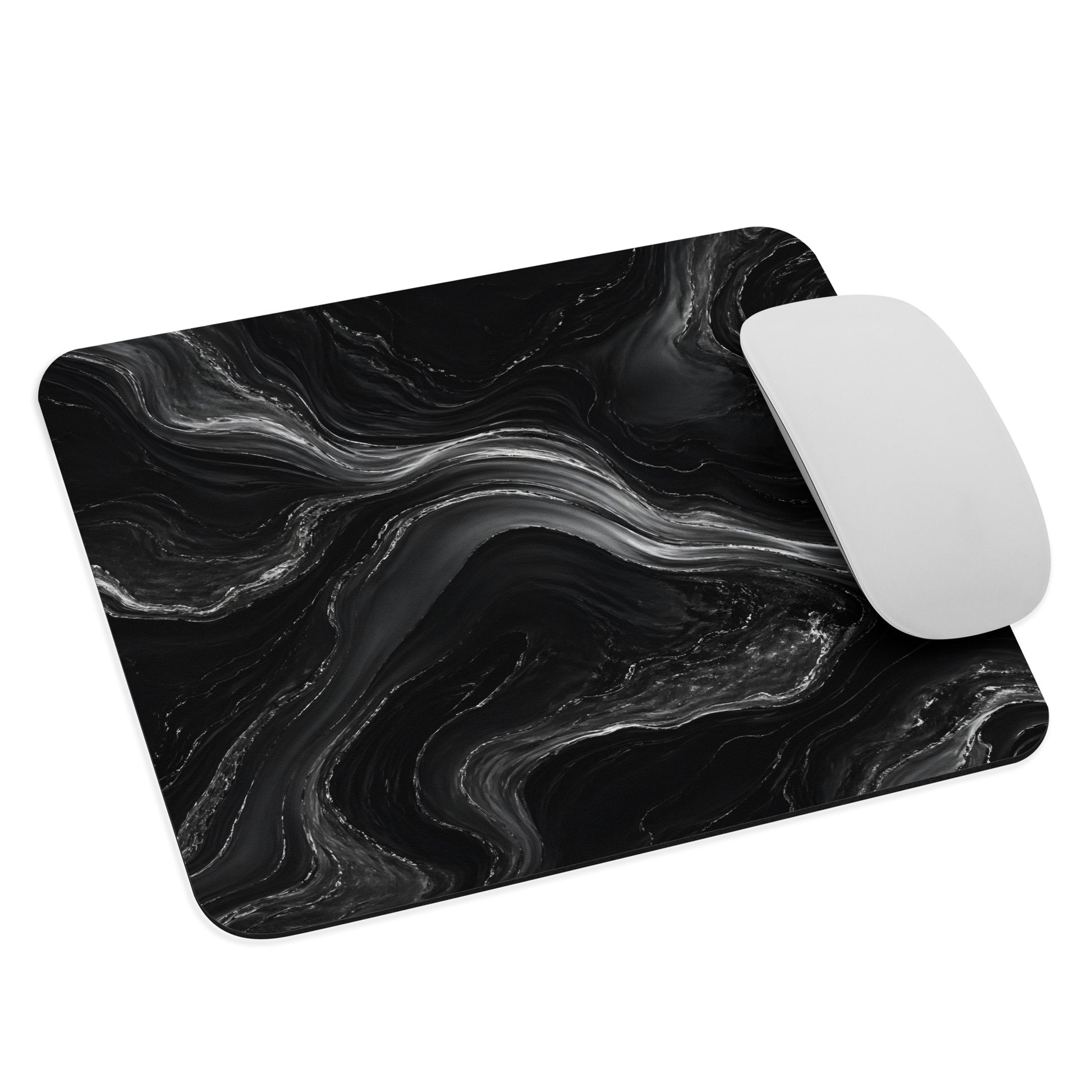 Obsidian Flow Mouse Pad with white mouse on a clean product mockup