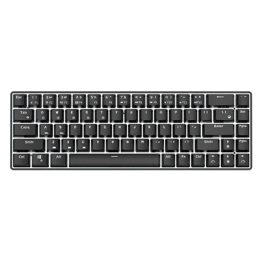White 68-key Bluetooth mechanical keyboard with backlight