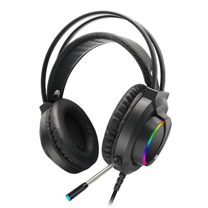 Wired RGB gaming headset with microphone on a white background