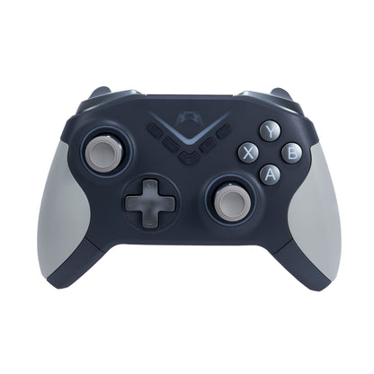 Wireless Bluetooth game controller front view in grey