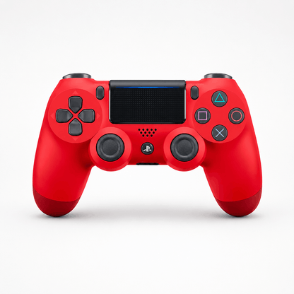 Red wireless game controller with USB charging